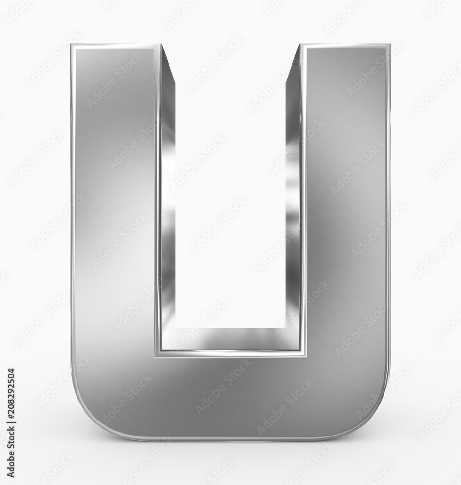 letter U 3d cubic rounded silver isolated on white letter U 3d cubic rounded silver isolated on white