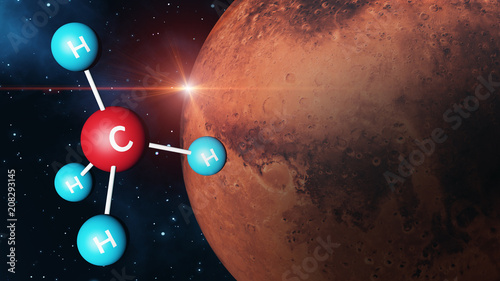 Methane Molecule with Mars Background