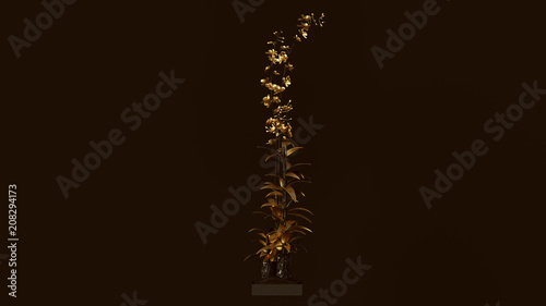 Gold flowers with Black Bamboo Plant 3d illustration