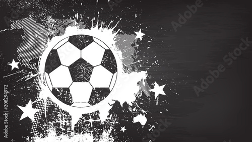 Grunge abstract football background with world map and dust particle on blackboard texture . Flat design . Vector for international world championship tournament cup 2018