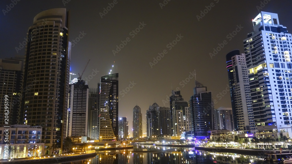 Night cityscape in Dubai, Dubai Marina