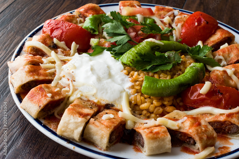 Turkish Food Beyti Kebap / Shawarma Kebab with Yogurt Turkish Food Beyti Kebap / Shawarma Kebab with Yogurt