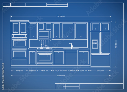 blueprint paper more kitchen plan project vector