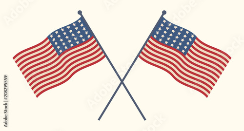 American flags patriotic illustration