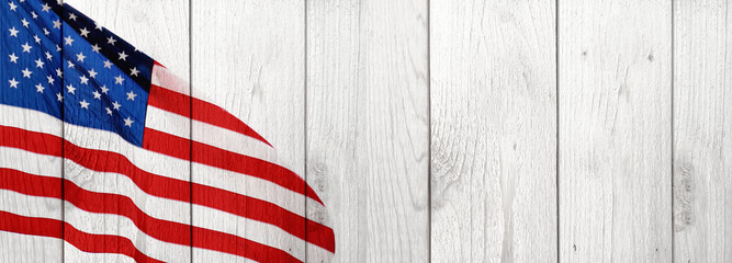 American Flag and Wood Celebration Background for United States Holidays