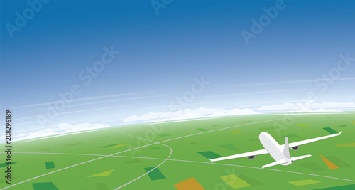 Plane Flying on a Sunny Day and Banner Background