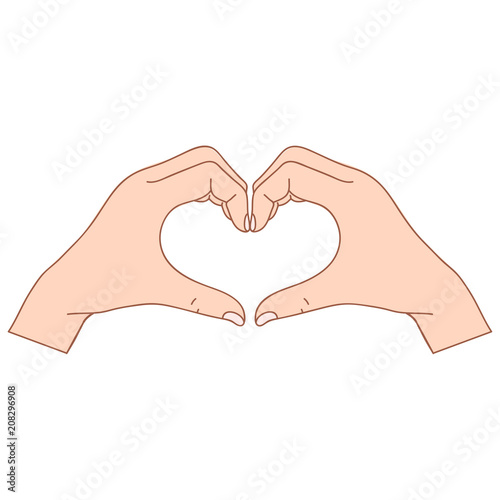Two polygonal hands folded in the form of a heart on a white background