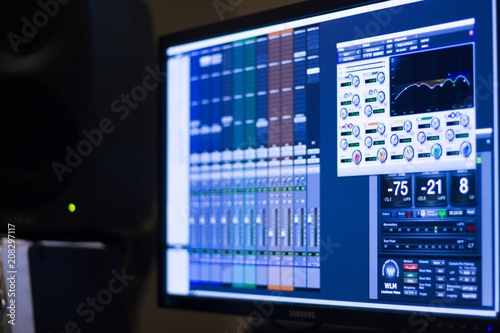 Recording studio mixing desk