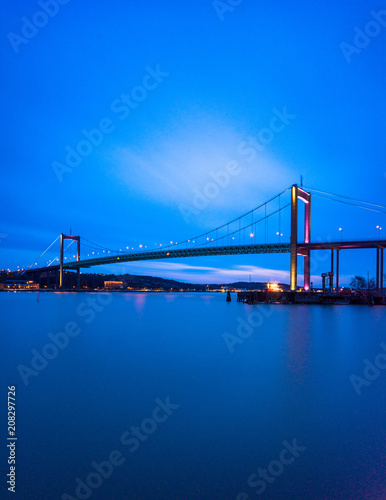 Suspension bridge at Gothenburg Sweden Connecting main land to Industrial area of Hisingen in west coast of Sweden