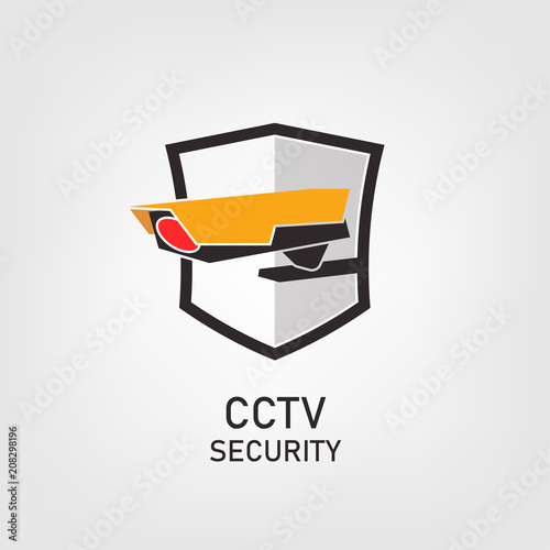 Vector logo design. Security icon with shield and cctv illustrations