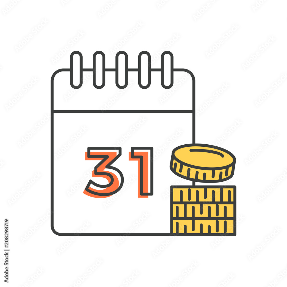 Calendar with number and coins. Debt on mortgage and credit. Payment day Calendar with number and coins. Debt on mortgage and credit. Payment day