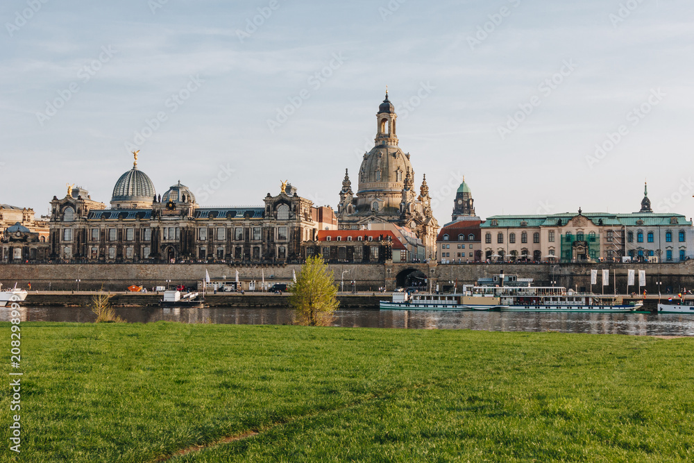 19 MAY 2018 - DRESDEN, GERMANY: ships floating on Elbe river at Dresden, Germany