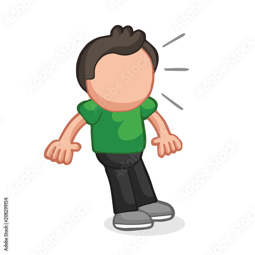 Vector hand-drawn cartoon of man shocked and surprised