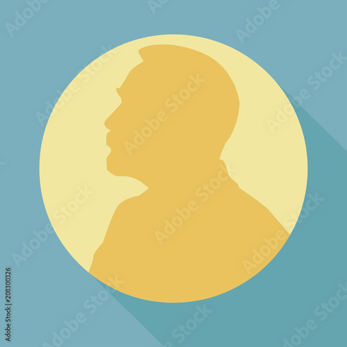 Stylized Nobel medal. Silhouette of Nobel in a flat style. Vector illustration.