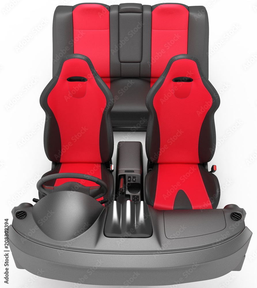 Naklejka premium Interior of a sports car. Interior elements on a white background.
