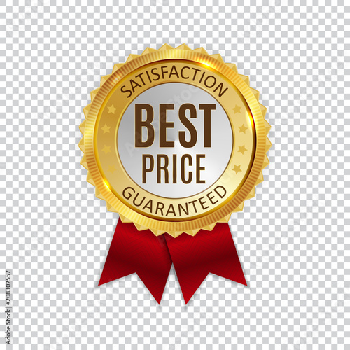 Best Price Golden Shiny Label Sign. Vector Illustration