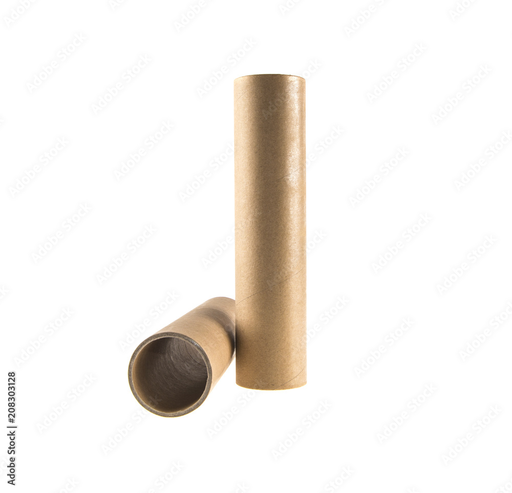 cardboard tubes on an isolated white background