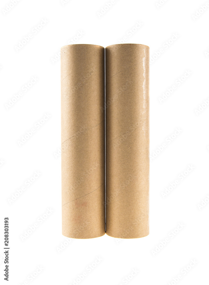 cardboard tubes on an isolated white background cardboard tubes on an isolated white background