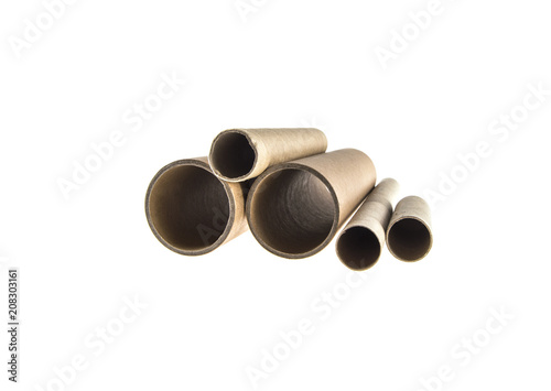 cardboard tubes on an isolated white background