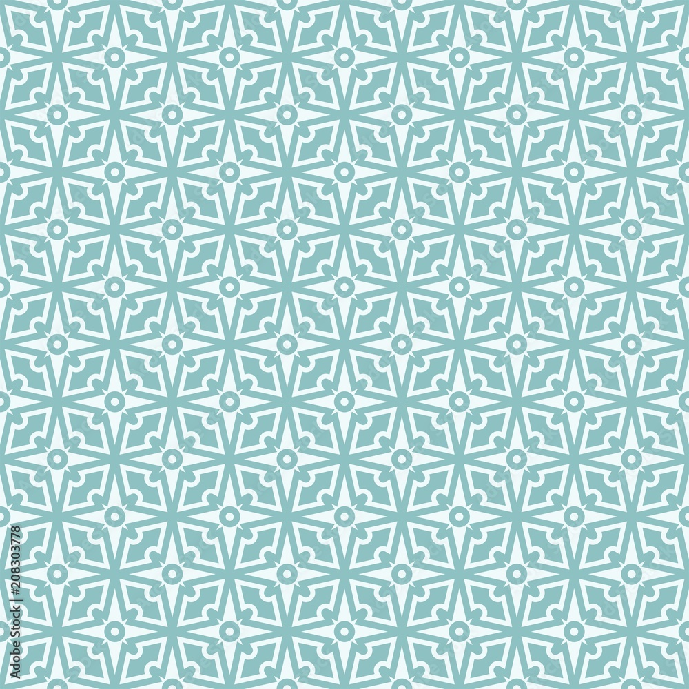Vector ornamental seamless pattern. Seamless pattern on fabric texture. Home textile in shades of blue