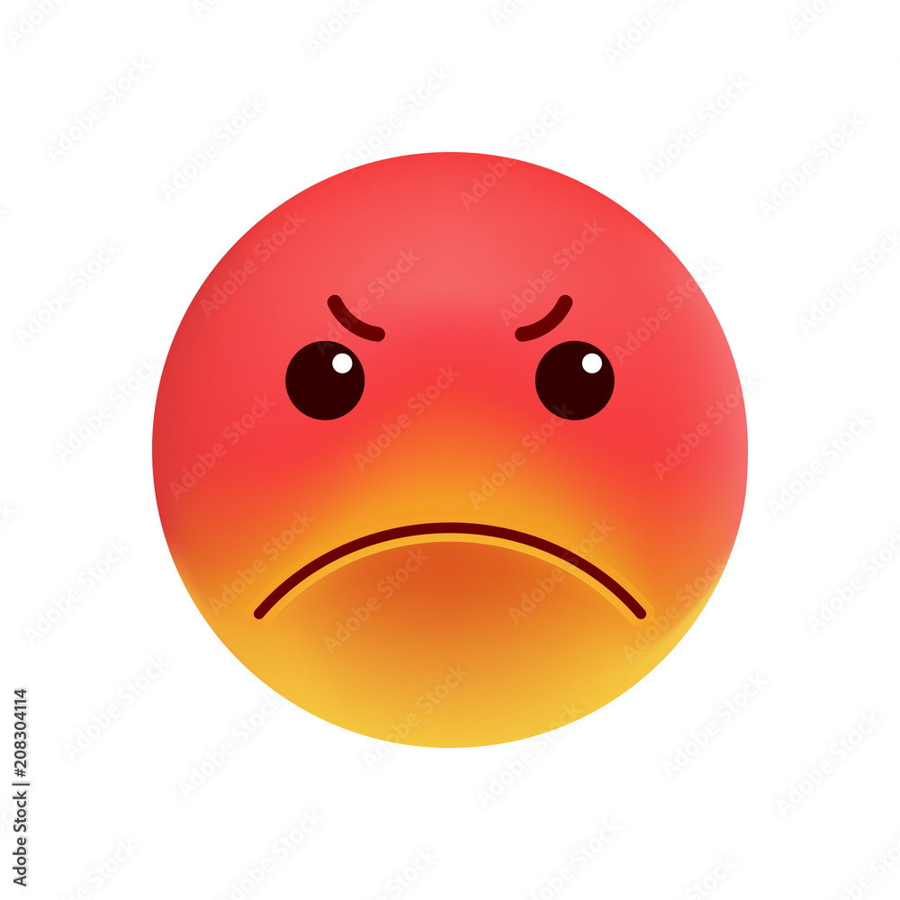 Fototapeta premium Cute Angry Emoticon on White Background. Isolated Vector Illustration 