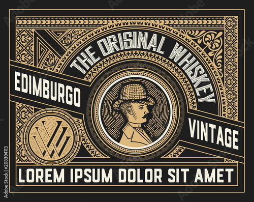Vintage label for packing product. You can use it for other products such as Beer, Wine, Shop decoration. Vector illustration