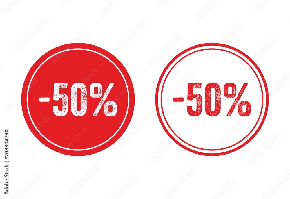 50 percent discount stamp icon