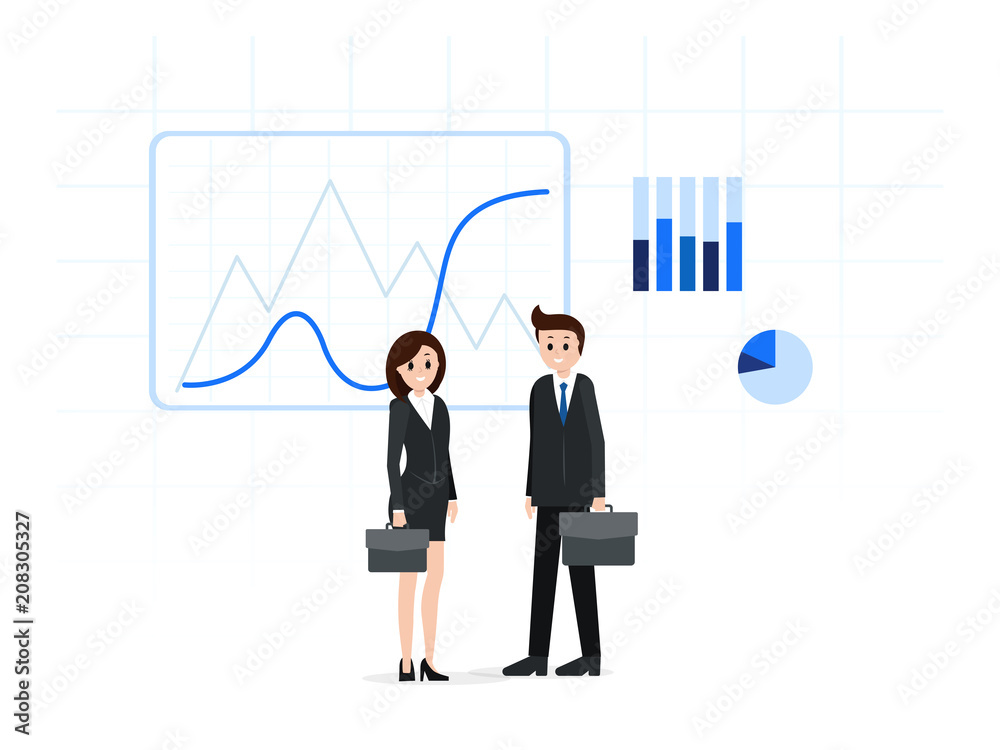 Confident business people with briefcases Confident business people with briefcases