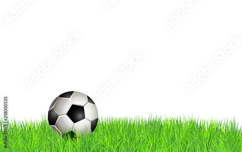 Football ball on field. Background with soccer ball on grass. Vector illustration. Element for design poster  banner  card  flyer 