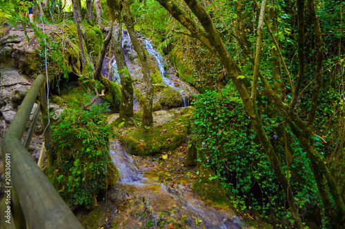 The source of Urederra or the route of the waterfalls of Baquedano  in Navarre  Spain.