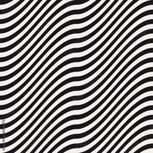 Abstract Stylish Geometric Trendy Zebra Seamless Pattern Background with Wavy Lines Stripes
