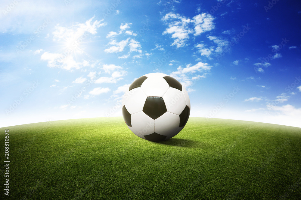 Naklejka premium Ball auf dem Fussballplatz