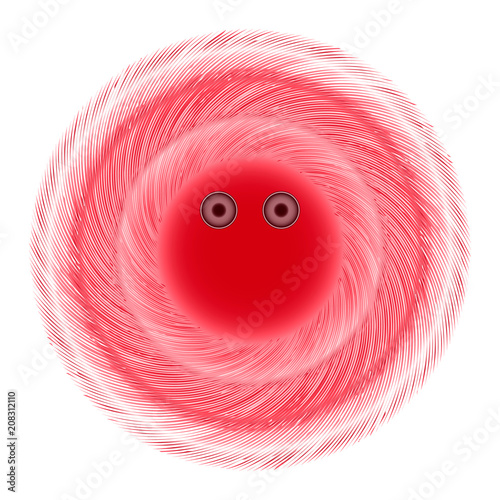 Picture of a pink furry ball with eyes. Vector graphics photo
