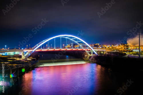 Neon bridge at night © WJ Media Design