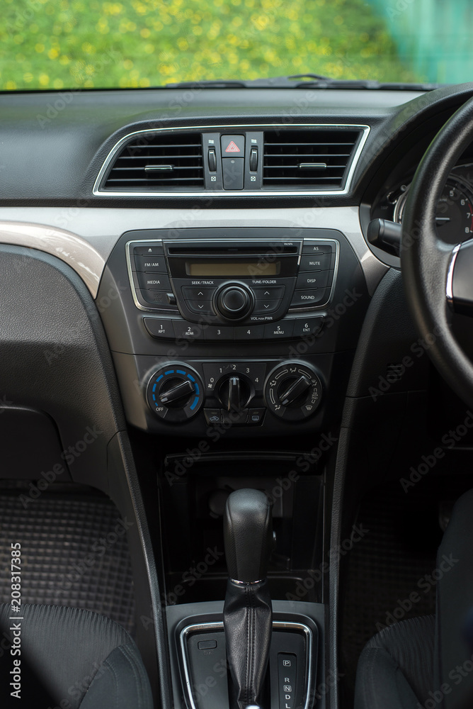 Car radio and air system,Button on dashboard in cars panel dirty Car radio and air system,Button on dashboard in cars panel dirty