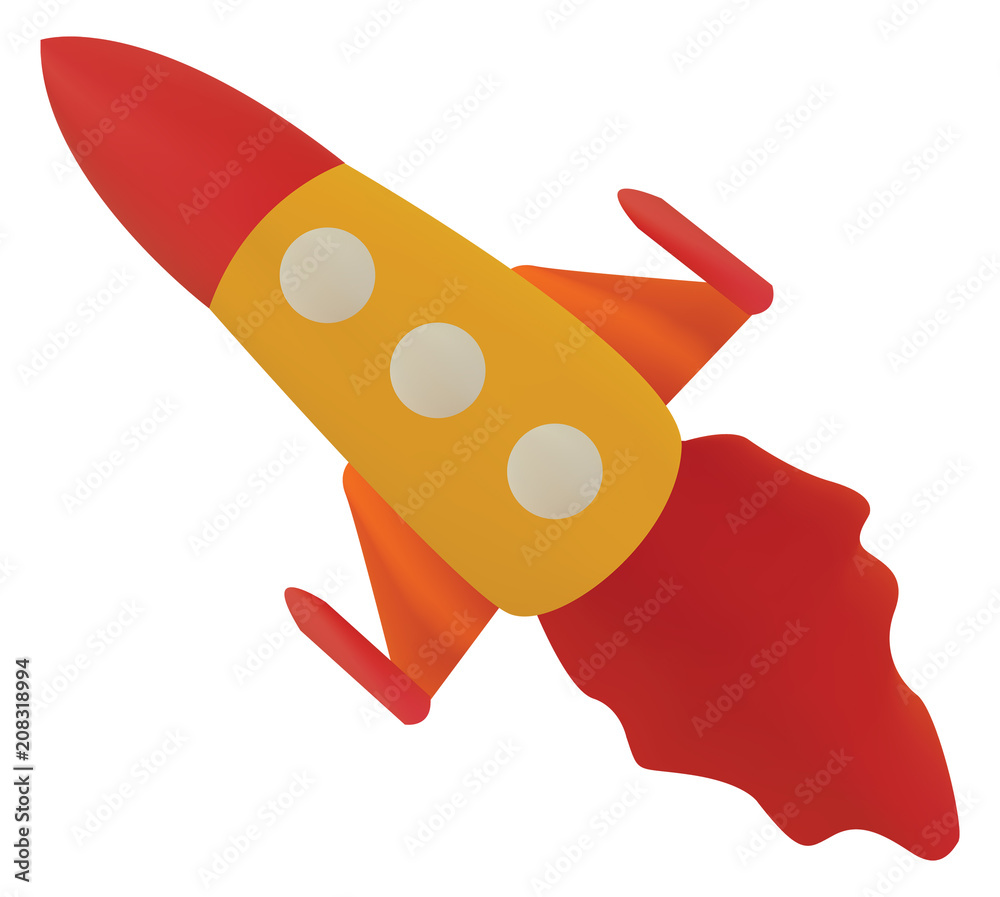 Plasticine red yellow Rocket on white like plasticine Plasticine red yellow Rocket on white like plasticine
