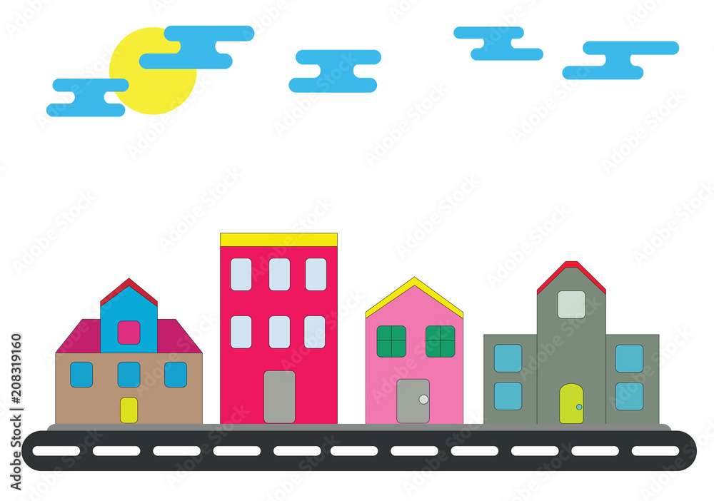 Obraz premium Cityscape building on white