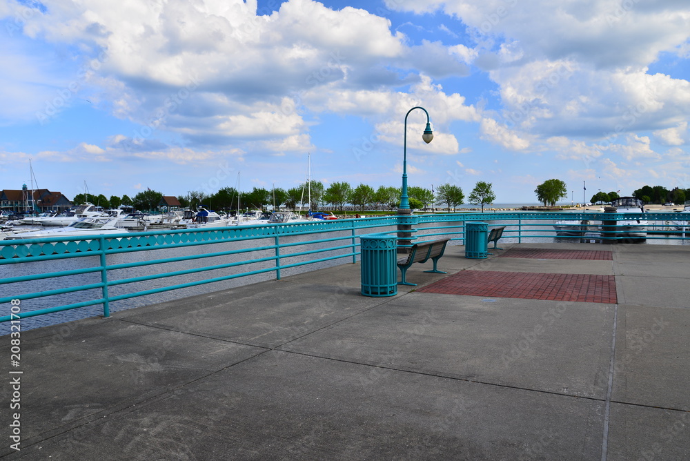 The beautiful harbor walk along the Lake Michigan Port in Racine Wisconsin. The beautiful harbor walk along the Lake Michigan Port in Racine Wisconsin.