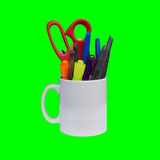Pens and Scissors in Coffee Mug