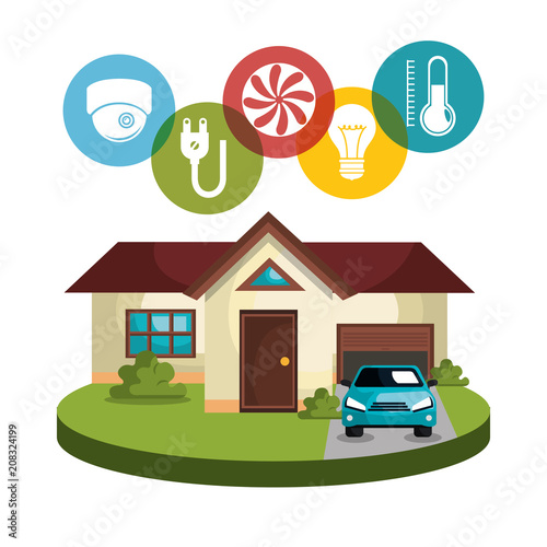 smart home technology set icons vector illustration design