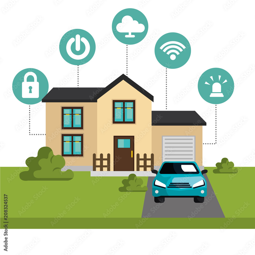 Fototapeta premium smart home technology set icons vector illustration design