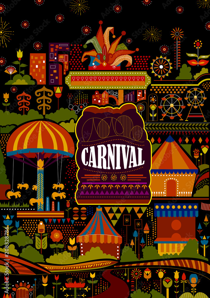 Colorful poster of fun filled Carnival festival template background