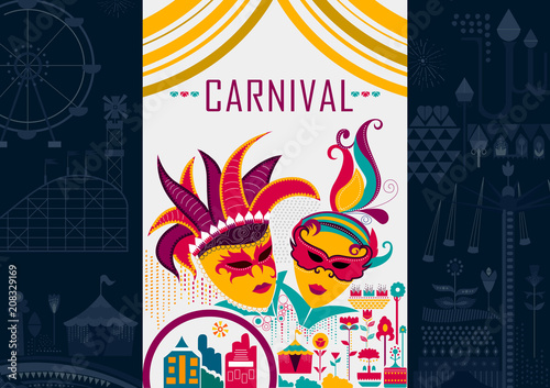 Colorful poster of fun filled Carnival festival template background