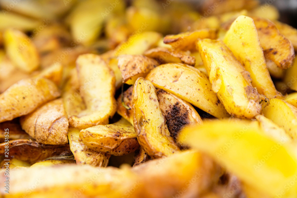 potato wedges. Close up potato wedges. Close up