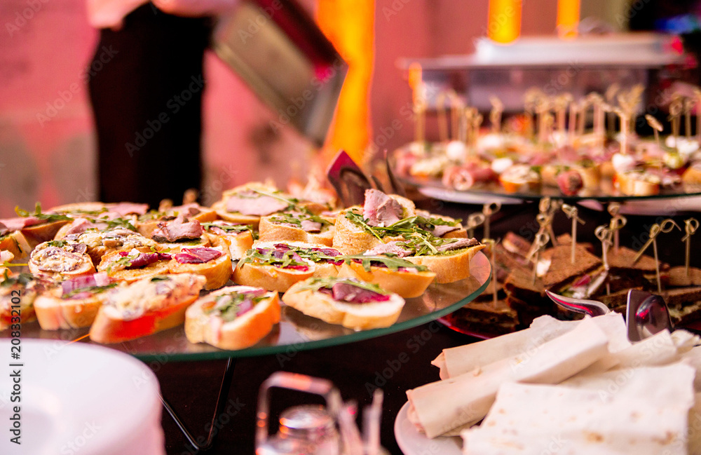 Snack on a buffet table during a party - obrazy, fototapety, plakaty 