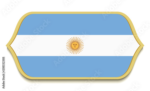 Argentina. Flat national flag icon button. Argentinian symbol isolated on white background.