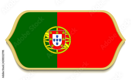 Portugal. Flat national flag icon button. Portuguese symbol isolated on white background.