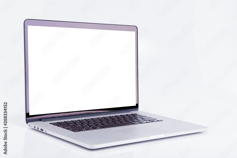 Laptop with blank screen isolated on white background Laptop with blank screen isolated on white background