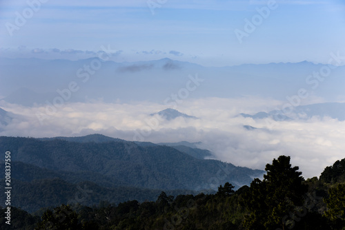 Fog above rainforest at Huai Nam Dang National Park in Chiang Mai, North of Thailand © joesayhello