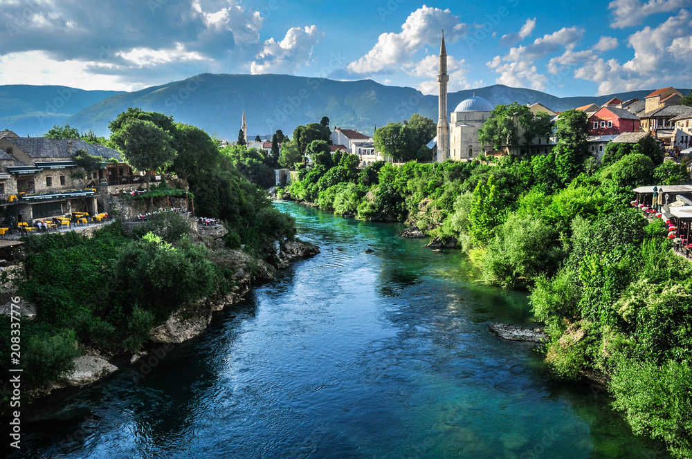 The little historic town Mostar, Bosnia and Herzegovina. Summer 2018
